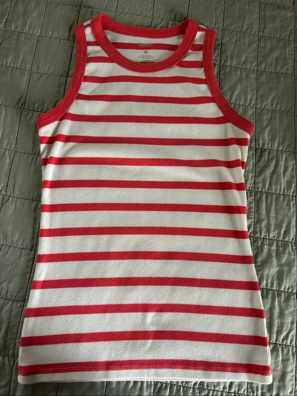 Sonoma Red & White Striped Ribbed Tank